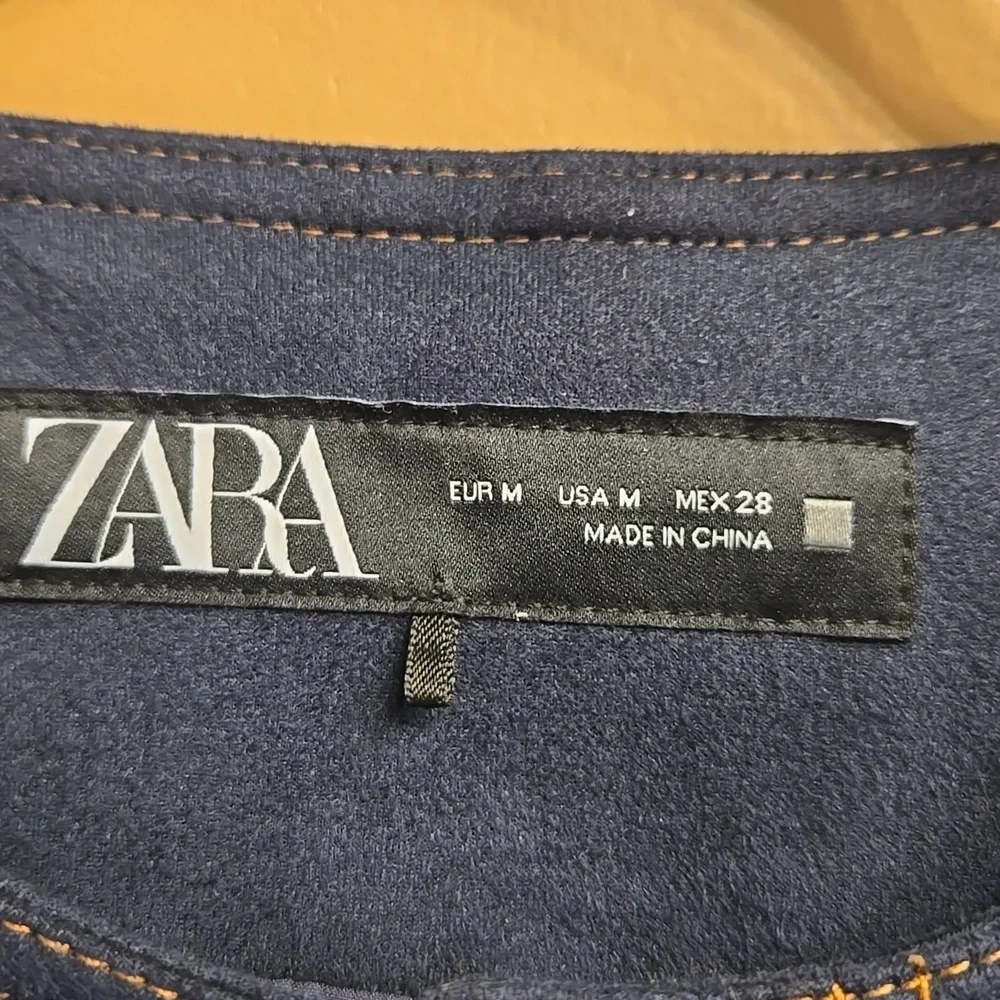 Zara FAUX SUEDE JACKET WITH CONTRAST TOPSTITCHING Size Medium - Picture 6 of 13